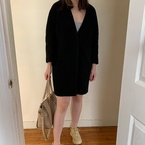 Barney’s Black Minimalist Cocoon Coat Size M